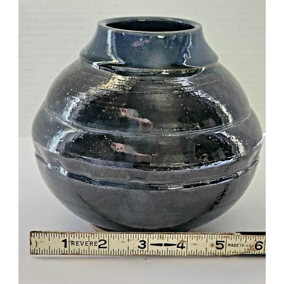 Vintage Walter Yovaish Studio Pottery Vase Signed Rare 1980s 6” Ceramic Art - Picture 9 of 11